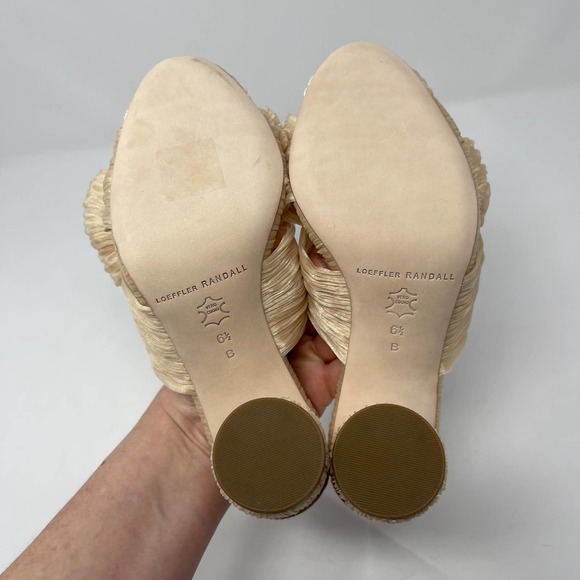 NWB Loeffler Randall Women's Almond Cream Penny Pleated Bow Slide Sandal 6.5 - Picture 10 of 12